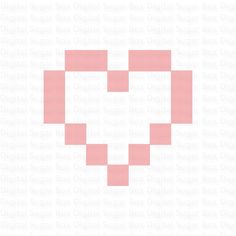 the pixel heart is shown in pink and white