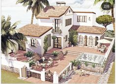 this is an artist's rendering of a house in the beachside area with palm trees