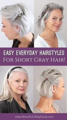 short gray hairstyles Natural Grey Bob Hairstyles, Gray Hair Updo Simple, Grey French Bob, Lavender Grey Hair Short, Chin Length Grey Hair With Bangs, Gray Hair Hairstyles, Short Gray Hair, Hair Older Women, Grey Hair With Bangs