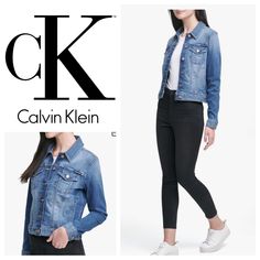 An Essential Denim Jacket Crafted From Cotton Stretch Denim For An Effortless, Comfortable Fit. Made With Long Sleeves, A Point Collar, And Button Closures Along The Front. Features Dual Chest Pockets And Finished With Topstitching Details For Structured Shape. Extra Soft Cotton Stretch Denim For A Flexible Feel With All-Day Comfort 80’s Design Calvin Klein Label At Chest Flap Point Collar + Long Sleeves Button Closures Along The Front Dual Chest Pockets Machine Wash 72% Cotton 20% Polyester 5% Trendy Stretch Denim Jacket, Calvin Klein Casual Blue Outerwear, Casual Calvin Klein Blue Outerwear, Calvin Klein Casual Cotton Outerwear, Trendy Dark Wash Stretch Denim Jacket, Trendy Stretch Dark Wash Denim Jacket, Casual Calvin Klein Jeans For Spring, Casual Fitted Calvin Klein Outerwear, Casual Stretch Denim Jacket