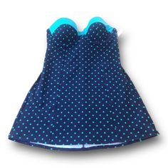 Spanx Retro Style Navy And Aqua Polkadot One Piece Swing Or A Line Skirt Swimsuit/No Bottoms. New Without Tags Removable Straps Some Wear On Top Only As Shown In Photos 5, 6, 7. Price Reflects. Retro Pin Up Style Poolside Fitted Polka Dot Tankini, Polka Dot Fitted Tankini For Poolside, Fitted Blue Sleeveless Tankini, Fitted Turquoise Tankini, Blue Sleeveless Lined Tankini, Navy And Turquoise, Polka Dot One Piece, Skirt Swimsuit, Retro Pin Up