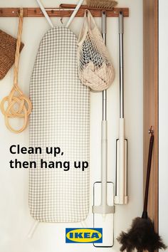 an advertisement for ikea showing items hanging on the wall and in front of it