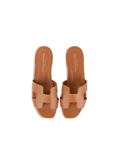 Patricia Green Women’s Naples Flat Sandal in Cognac Classic Sandals With Leather Lining, Classic Brown Flat Heel Sandals, Slip-on Open Toe Sandals With Stitched Sole, Calf Leather Slip-on Sandals With Cushioned Footbed, Classic Brown Flat Sandals, Classic Sandals With Cushioned Footbed In Calf Leather, Classic Sandals With Flat Heel And Rubber Sole, Classic Brown Closed Toe Sandals, Classic Slip-on Sandals With Leather Sole