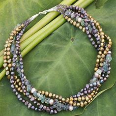 Cultured pearl and fluorite beaded necklace, 'Cool Colors' - Cultured pearl and fluorite beaded necklace Jewelry Knowledge, Fluorite Necklace, Freshwater Pearl Jewelry, Pearl Necklace Earrings, Necklace Ideas, Inspirational Jewelry, Cool Colors, Jewelry Making Necklace, Creating Jewelry