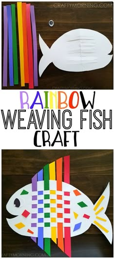 paper plate rainbow weaving fish craft for kids