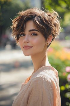 Embrace the beauty of a chic Indian pixie cut, the ultimate short hairstyle women adore for its effortless elegance and style versatility. This playful yet sophisticated look highlights your facial features while providing a refreshing change. Perfect for any occasion, this hairstyle exudes confidence and charm, making it a favorite among modern women. Explore how this stunning cut can elevate your look today! Short Hairstyle Women, Brunette Pixie, Short Layered Haircuts, Hairstyle Women, Pixie Haircuts, Short Hairstyle, Facial Features, Charm Making, Modern Women