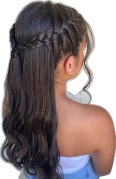 Pretty Hairstyles Wedding, Long Hairstyles For Dance, Hoco Hairstyles Thick Hair, Easy Dama Hairstyles, Hairstyles For Blue Dresses, Homecoming Hairstyles For Medium Length Updo, Acquaintance Party Hairstyles, Dance Hairstyles Down, Cute Hairstyles For Sweet 16