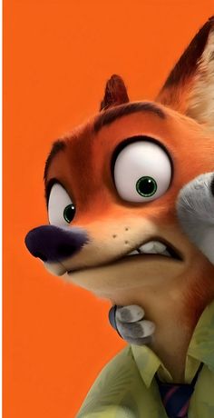 an animated fox with big eyes wearing a shirt and tie