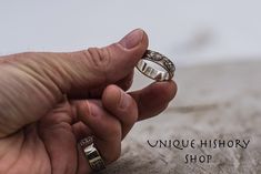 This ring is the unique and original design of Unique History Shop brand. Can't be found in any other Etsy stores! This is a unique handmade ring Metal: 925 silver, sterling silver Weight: 6-7 g (depends on size) Great Details Made-to-order We can make it in any size you need! (check options) Dear customer, if you have any questions - don't hesitate to contat me! :) We can make custom engraving to this ring for you! Just add this listing to your order and a note with what do you need to be engra Symbolic Hand-forged Engraved Ring As A Gift, Symbolic Hand Forged Engraved Ring For Gift, Symbolic Hand Forged Engraved Ring As Gift, Handmade Symbolic Engraved Ring For Promise, Unique Handmade Engraved Promise Ring, Symbolic Handmade Engraved Promise Ring, Handmade Heirloom Engraved Promise Ring, Unique Hand Forged Engraved Ring For Gift, Minimalist Handmade Engraved Ring For Wedding