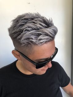 Dyed Hair Men, Grey Hair Men, White Hair Color, Mens Hair Colour, Mens Hairstyles Thick Hair, Men Hair Color