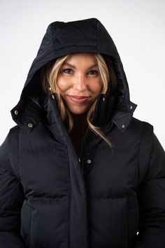 Who wants tons of winter coats taking up valuable closet space? Not us! Our versatile convertible puffer coat can be worn 4 ways so you never need another winter jacket again. Designed with removable sleeves so you can wear it as a vest. Want more ways to wear it? Pull the adjustable toggles at the bottom hem for a more fitted cropped look. We wanted our puffer to have all the tricks you need to stay warm in style. A removable hood, tons of pockets for your phone, chapstick, gloves and anything Removable Sleeves, Pocket Hoodie, Closet Space, Winter Coats, Polar Fleece, Puffer Coat, S Models, Winter Coat, Black Denim