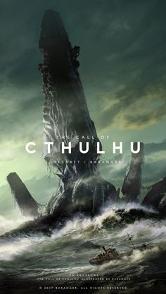 the movie poster for cthulhu, with an image of a giant ship in the ocean