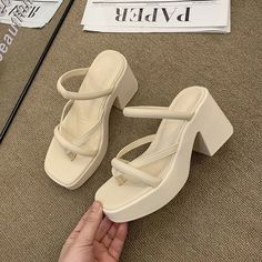 Lasaky - Summer Sandals with Thickened Sole for Height Increase and Anti-skid Design Height Increase, Shoe Sole, Summer Sandals, Toe Shoes, Sandals Summer, Olivia Mark, Split, Sandals, White