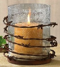 (PD21-224) Western Barbed Wire Pillar Candle Holder Wire Candle Holder, Do It Yourself Decoration, Deco Champetre, Western Homes, Diy Gnomes, Style Deco, Pillar Candle Holders, Barbed Wire, Western Home Decor