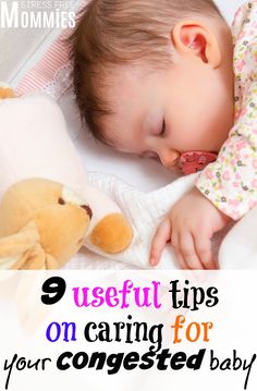 a baby sleeping next to a teddy bear with the words useful tips on caring for your connected baby