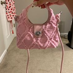 Super Cute Girly Bag, Never Worn Denim Handbags, Summer Handbags, Pink Crossbody Bag, Girly Bags, Denim Tote Bags, Denim Tote, Pretty Bags, Mini Tote Bag, Linen Bag