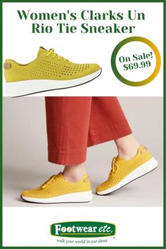 The Clarks Un Rio Tie Sneaker is so lightweight and comfortable you won't want to take them off! Now on Sale at Footwearetc.com! Spring Styles, Womens Clarks, Clarks Shoes, Vans Authentic Sneaker