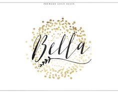 a white and gold greeting card with the word bella on it