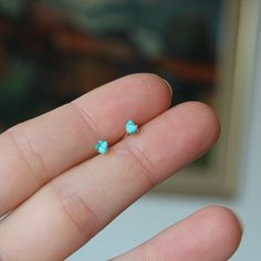 Small Turquoise Earrings, Turquoise Earrings Studs, Tiny Blue Minimalist Earrings, Turquoise Dainty Jewelry With Earrings Set, Dainty Turquoise Earrings For Gift, Dainty Turquoise Earrings As Gift, Minimalist Hypoallergenic Turquoise Earrings, Dainty Hypoallergenic Turquoise Jewelry, Dainty Turquoise Hypoallergenic Jewelry