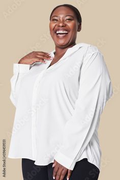 Stock Image: Women's plus size fashion white shirt