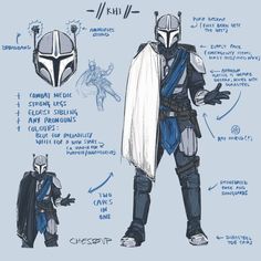 the concept art for boba fett's star wars character sheet by me