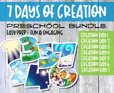 7 - 7 DAYS OF CREATION LESSONS THAT HELP YOU TEACH, REMIND, PRAY, PLAY & TAKE AWAY. Creation Day 1 teaches kids all about how God made the greatest light of all and that He made the world for us to have a place to live and spend time with Him.  Creation day 2 teaches kids how God created the sky and why He made it. Because He wanted the world to have everything we would need and everything we could enjoy, because loves us and wanted a place to spend time with us. Creation Day 3 teaches kids all Creation Lesson For Preschoolers, Day 2 Creation Activity, Day 1 Creation Coloring Page, Creation Bible Story For Preschoolers, Creation Bible Story Activity, Prayer Poems