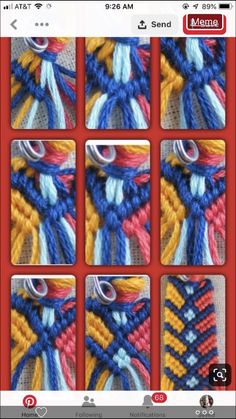 four pictures of different colored yarns and scissors