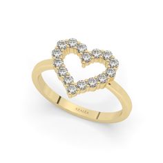 This 14k Gold dainty heart ring is perfect for everyday wear. You can wear it alone or as a stacking ring.* Personalized inscription available.** Half and quarter sizes available. *** Please add the ring size as a note to your order at checkout.__________________________________________M A T E R I A L & L E N G T HAvailable in 14k Yellow Gold, 14k Rose Gold, 14k White Gold, 18k Yellow Gold, 18k Rose Gold, 18k White GoldBand width: 1.7 mm Stone: 18 Natural Round DiamondsDiamond size: 1.9 mm Carat 14k Gold Stackable Heart Cut Heart Ring, Stackable 14k Gold Heart Cut Heart Ring, Stackable 14k Gold Heart Cut Ring, Heart Shaped Stackable Rings For Everyday, Everyday Stackable Rings For Valentine's Day, Dainty 14k Gold Diamond Ring With Heart Cut, Everyday Yellow Gold Heart Ring With Charm, Dainty 14k Gold Heart Cut Diamond Ring, Everyday 14k Gold Heart Stackable Rings