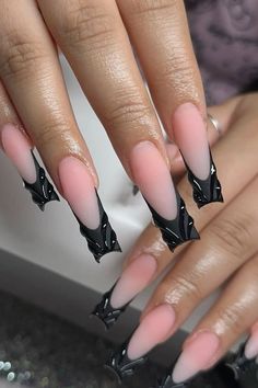 Black Bday Nails, Acrylic Nails Ideas, Bday Nails, December Nails, Hello Nails, Sassy Nails, Duck Nails, Drip Nails