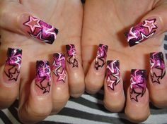 Scene Nails Emo, 2000 Nail Designs, Trashy Y2k Nails, Scene Nails, Punk Nails, Gothic Nails, Goth Nails, Dope Nail Designs, Pretty Gel Nails