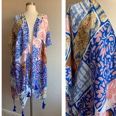 Absolutely Stunning Kimono, Duster, Cover Brand: Do Everything In Love For Francesca’s Collections New With Tags In Perfect Unworn Condition, No Flaws! Beautiful Print And Cute Tassels Fits S-L Great For Sunmer Pink Bohemian Outerwear For The Beach, Bohemian Pink Outerwear For The Beach, Bohemian Pink Outerwear For Beach, Pink Bohemian Outerwear For Beach, Blue Floral Print Summer Outerwear, Summer Blue Floral Print Outerwear, Blue Floral Print Outerwear For Vacation, Bohemian Blue Outerwear For Vacation, Blue Kimono Sleeve Outerwear For Vacation