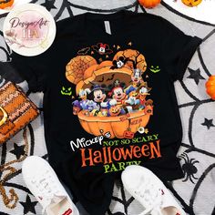 Mickey's Not So Scary Halloween 2023 Shirt, Mickey & Friends Trick Or Treat Disney World Disneyland Tee Disney Halloween T-shirt For Fan Events, Disney Halloween Fan Merchandise T-shirt, Disney Halloween T-shirt Pre-shrunk, Disney Halloween T-shirt, Black Themed T-shirt For Disney Trips, Black Pre-shrunk T-shirt For Disney Trips, Black Disney T-shirt For Fall, Black T-shirt With Letter Print For Disney Trips, Halloween Mickey Mouse T-shirt For Disney Fans