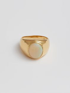 Classico Opal Signet Vintage Signet Rings Women, Engagement Rings Thick, Vintage Opal Rings, Opal Ring Vintage, Opal And Diamond Ring, Signet Rings Women, Opal Solitaire Ring, Lucky Blue Smith, Opal Ring Gold