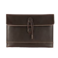 a brown leather purse with a metal clasp