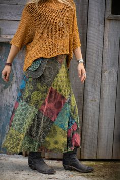 Celebrate the rich, earthy tones of fall in style with our Patchwork Maxi Skirt! This wrap skirt is all about versatility and comfort, with an adjustable waist featuring three rows of snaps, allowing you to find the perfect fit every time. Ideal for festival fashion and those who live for boho style, this maxi skirt is a must-have addition to your hippie wardrobe. Crafted with vibrant, earthy patchwork patterns, this skirt exudes effortless autumn hippie vibes. Whether you're dancing at a festiv Patchwork Maxi Skirt, Sagittarius Gifts, Scorpio Gifts, Capricorn Gifts, Aquarius Gifts, Libra Gifts, Aries Gifts, Womens Dress Tops, Tie Dye Outfits