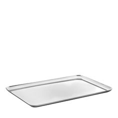 a white tray with silver trim on it