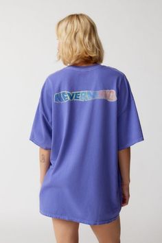 One of our fave graphic tees - an oversized t-shirt dress topped with Nirvana graphics at the front and back. Washed-soft and faded with distressed details for a vintage look and feel. Oversized fit so you can wear it as a tee or a t-shirt dress and overdyed for a worn-in finish. Only available at Urban Outfitters. Content + Care 100% Cotton Machine wash This item has been overdyed and may transfer dye. We recommend that you wash this item separately a few times before wearing. Imported Size + F Urban Outfitters Oversized Tee, Distressed T Shirt Dress, Urban Outfitters Outfit, Australia Clothes, Sleepover Things, Pinterest Contest, Urban Outfitters Clothes, Tshirt Oversized, Purple Fits