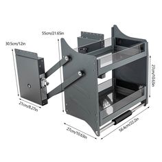 an image of a tv wall mount with two shelves and one shelf for dvd's