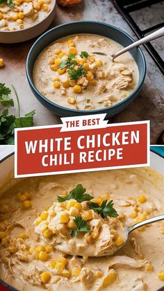 the best white chicken chili recipe in a bowl