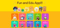 the children's educational app has many different characters on it