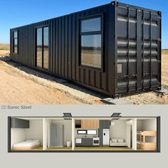 the shipping house is made out of two shipping containers