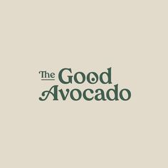 the good avocado logo is shown in green on a beige background with black lettering