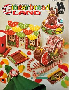 a magazine cover with gingerbread decorations and candy canes on the front, along with an assortment of candies