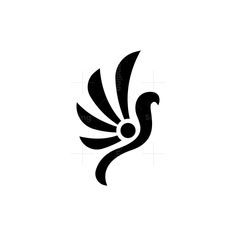 an abstract bird logo with black and white colors on a white background, suitable for use as a symbol or emblem