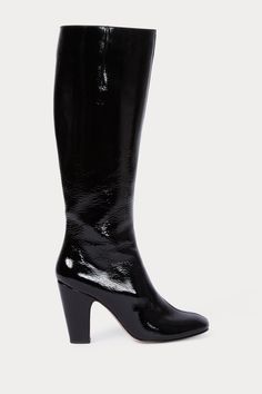 High Sugar Boot-BOOT-Rachel Comey Elegant Glossy Evening Boots, Elegant Formal Boots With Glossy Finish, Elegant Glossy Finish Boots For Formal Occasions, Elegant Glossy Finish Formal Boots, Evening Patent Leather Knee-high Heeled Boots, Evening Knee-high Patent Leather Heeled Boots, Evening Patent Leather Boots With Sculpted Heel, Evening Patent Leather Heeled Boots With Sculpted Heel, Knee-high Patent Leather Boots For Work