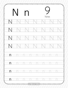 the letter nine worksheet for handwriting