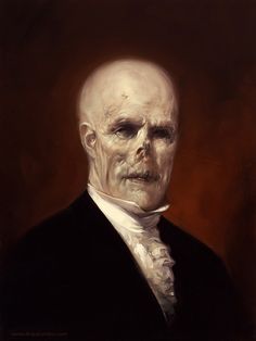 a painting of an old man wearing a suit and tie