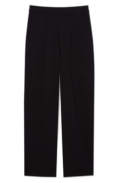 These versatile sweater-pants from the label's 'Foundation' collection inspire everyday confidence in a signature Santiago knit that offers a structured fit. Center lines visually elongate the legs for perfect day-to-night style. Elastic waist 68% viscose, 32% nylon Dry clean Imported Classic Pants With Straight Hem For Loungewear, Classic Straight Hem Pants For Loungewear, Ankle-length Sweatpants For Workwear In Fall, Classic Straight Hem Sweatpants For Work, Sleek Fall Pants With Straight Hem, Modern Pants With Minimal Stretch And Straight Hem, Classic Tapered Leg Sweatpants For Workwear, Minimal Stretch Full Length Pants For Workwear, Classic Full-length Loungewear Pants