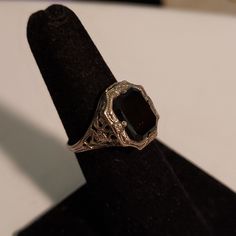 Pre-Owned - Packed For Years Marked With An Arrow Through A "U" Beautiful Filigree Design Around Ring Did Test For Onyx And I Believe It Is But Not Guaranteed Needs Cleaning Uncas Manufacturing Co From Providence Ri Size 6 (See Pic) Sold As Is Vintage Condition Vintage Gothic Wedding Rings, Goth Wedding Rings, Goth Wedding Ring, Gothic Wedding Rings, Onyx Signet Ring, Gothic Bride, Goth Wedding, An Arrow, Providence Ri