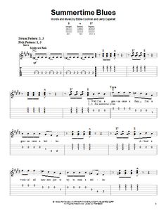 Summertime Blues by Eddie Cochran - Easy Guitar Tab Cords Guitar, Tenor Saxophone Sheet Music, Guitar App, Eddie Cochran, Guitar Learning, Summertime Blues